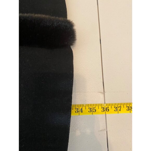 Ellen Tracy Black Wool Blend Coat W/ Faux Fur Trim Size 6 - Picture 8 of 12